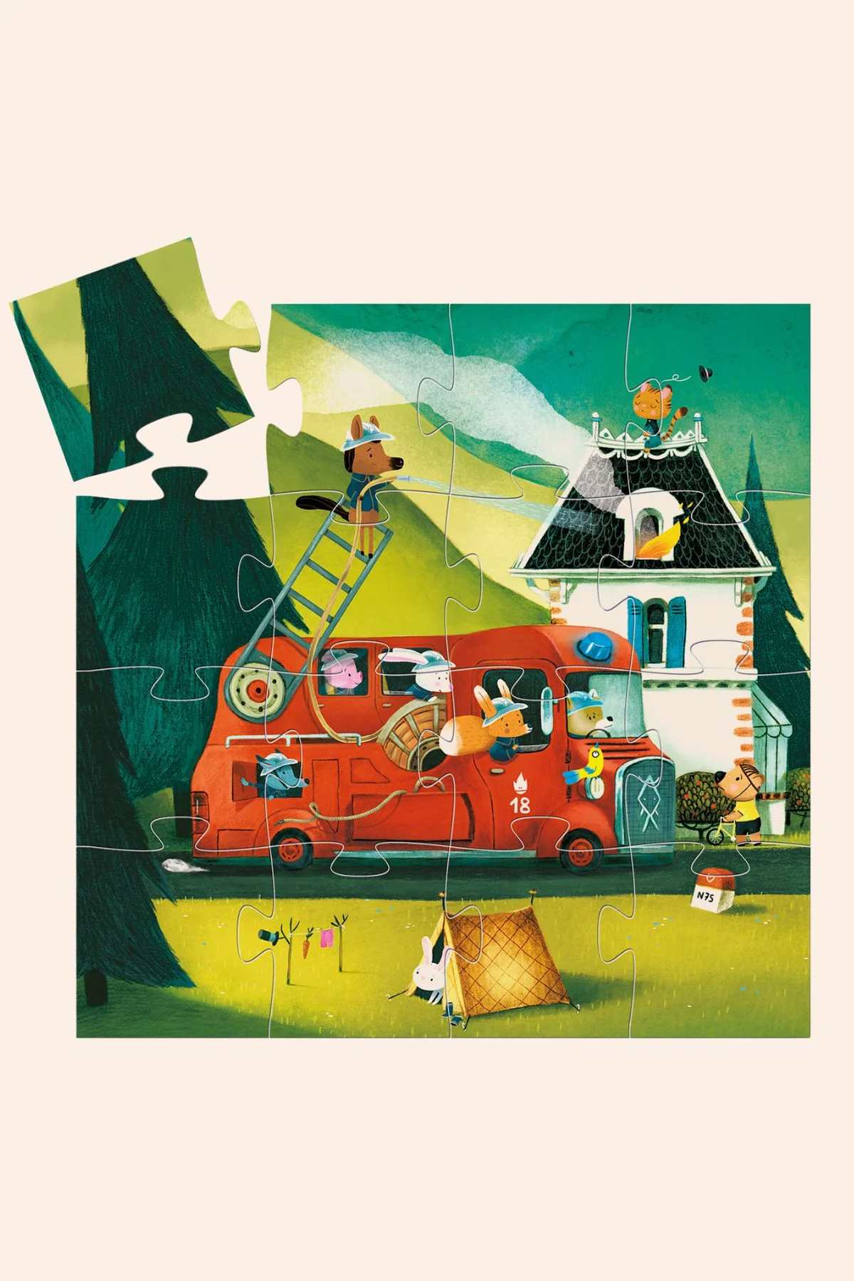 Djeco - The Fire Truck - 16 Piece Puzzle - Image 2