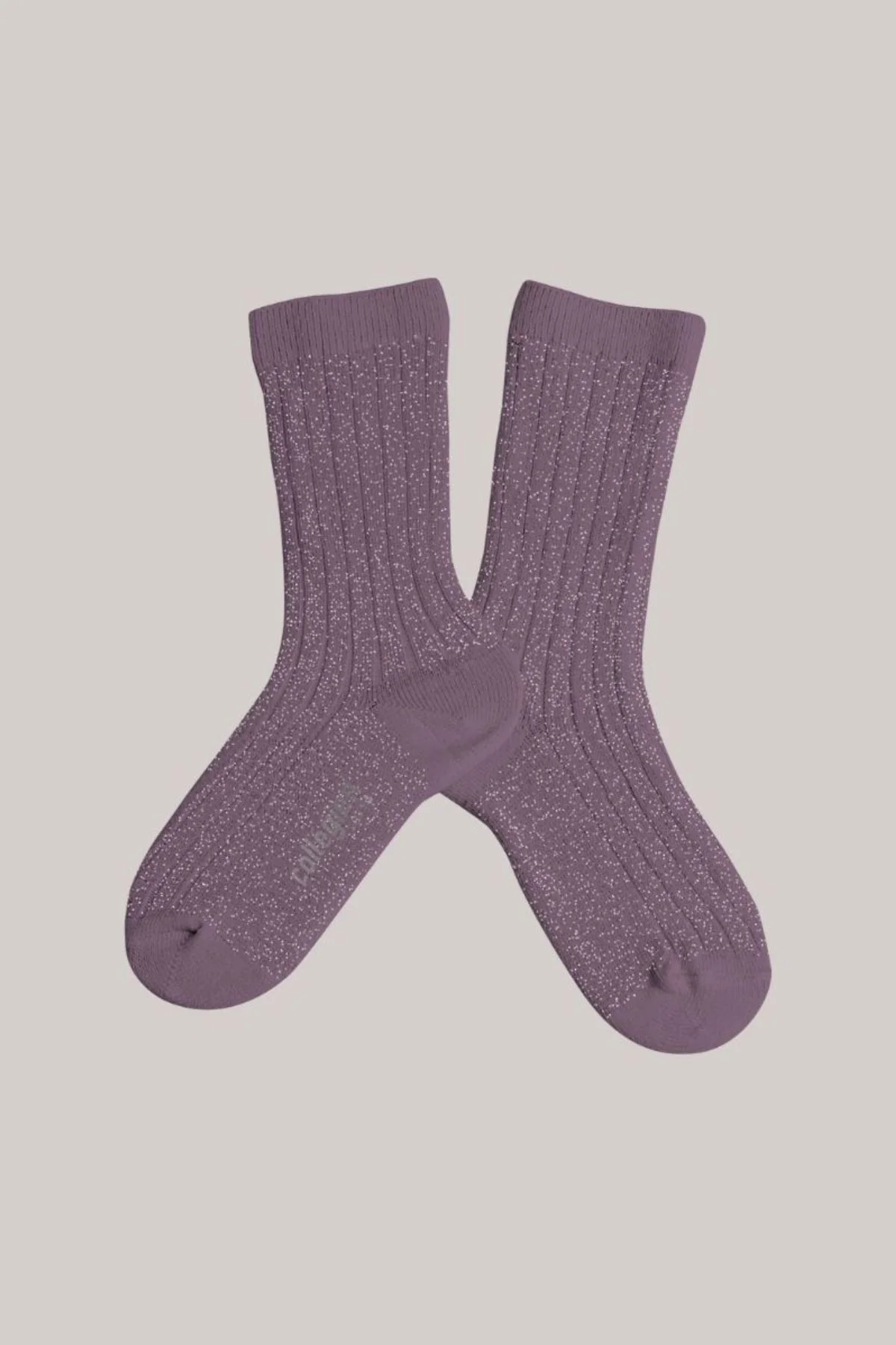 Collégien X Strawberries & Cream - Victoire Glitter Ribbed Crew Socks - Glycine du Japon